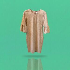 Calvin Klein Blush Pink Laser Cut Eyelet Dress Size 8